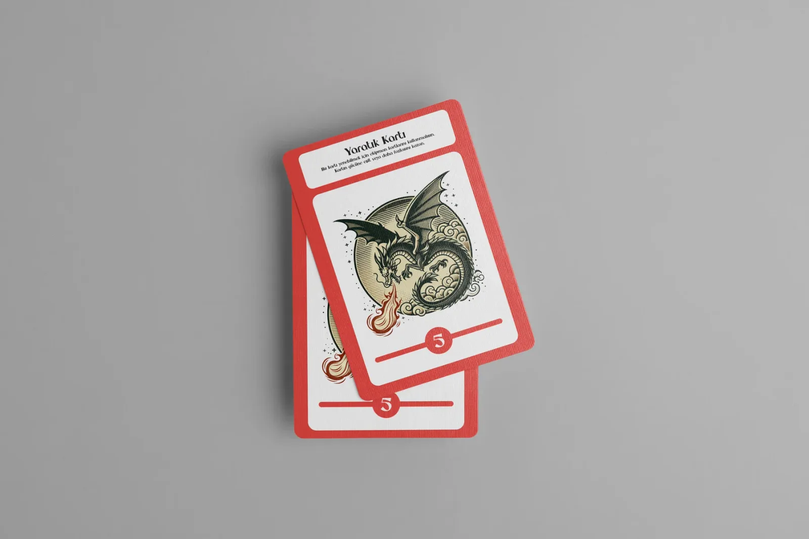 Vocabiventures cards: two red-framed creature cards stacked